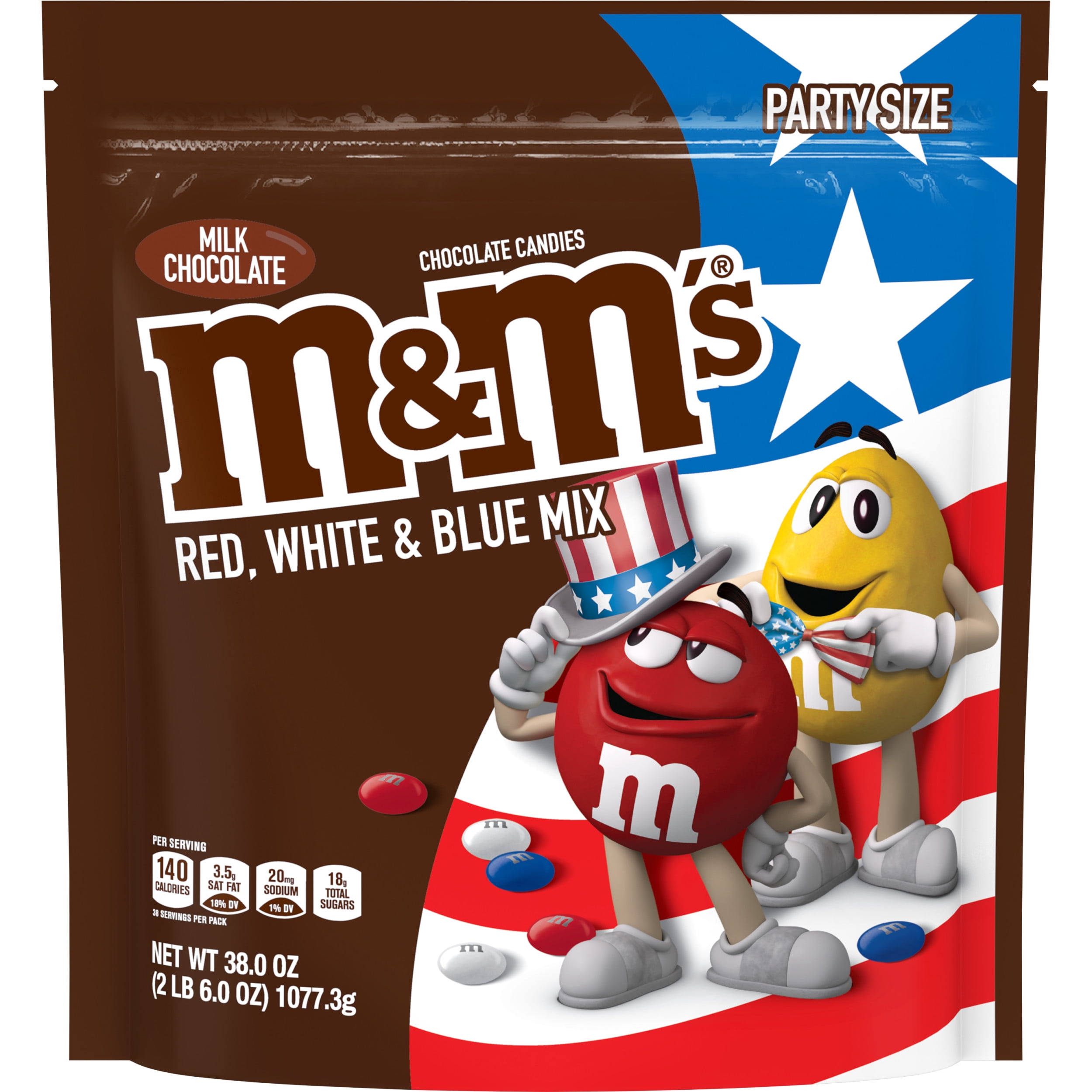 M&M'S Milk Chocolate Red, White & Blue Candy Party Size 38oz