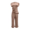 thumbnail image 7 of MSJUHEG Linen Pants Women Summer Work Outfits for Women 2 Piece Outfits 2025 Tank Crop Top Wide Leg Pants Set 2 Piece Matching Summer Summer Pants Sets Women 2 Piece Outfits Khaki XL, 7 of 7