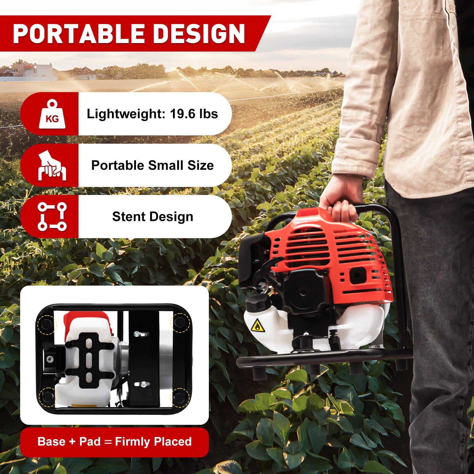2-Stroke 43CC Gas Water Pump, 35GPM High Flow Gasoline Engine Extra Air Filter Pump Irrigation Drainage Flood Control