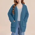 thumbnail image 6 of AHTJRT Cardigan Sweaters for Girls Boys Long Lenghth Long Sleeve Polar Fleece Outerwer with Pockets Warm Winter Fall Windproof Pullover Navy 13-14 Years, 6 of 6