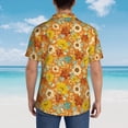 thumbnail image 6 of Balery Daisy maple fall Print Men's Hawaiian Shirts Short Sleeve Beach Shirt Relaxed Fit Vacation Button Down Shirts-Large, 6 of 9