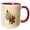 Red/White, variant on 3drose, Moss Green, Teal and Maroon Swooping Chinese Rooster with Cream Background and Dark Line Accents, 11oz Two-tone Black Mug