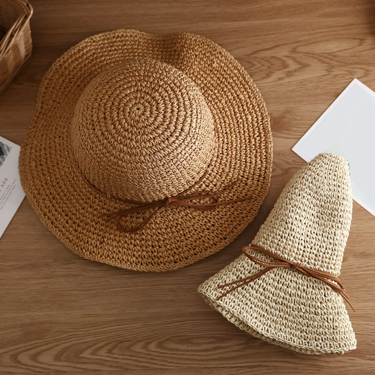 Simple Women Straw Hats Summer Sun Hats for Lady Folding Beach Hats Adults