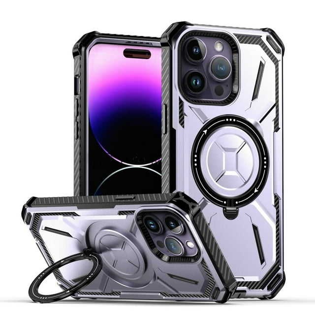 Case for 15 Case with Stand Military Grade Shockproof Portective Case Compatible with MagSafe Wireless Charger&Magnetic Car Mount Holder