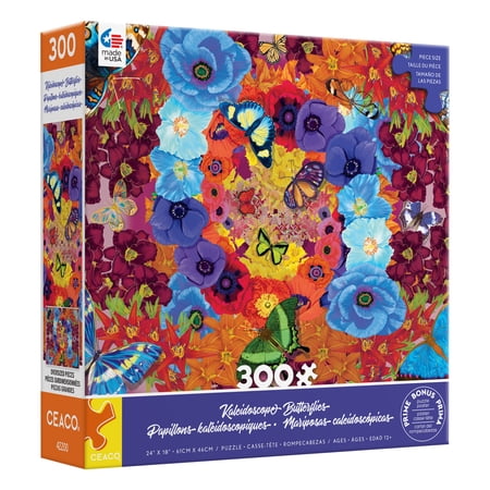 Ceaco 300 Piece Kaleidoscope Butterflies (Ann Jasperson) Interlocking Jigsaw Puzzle