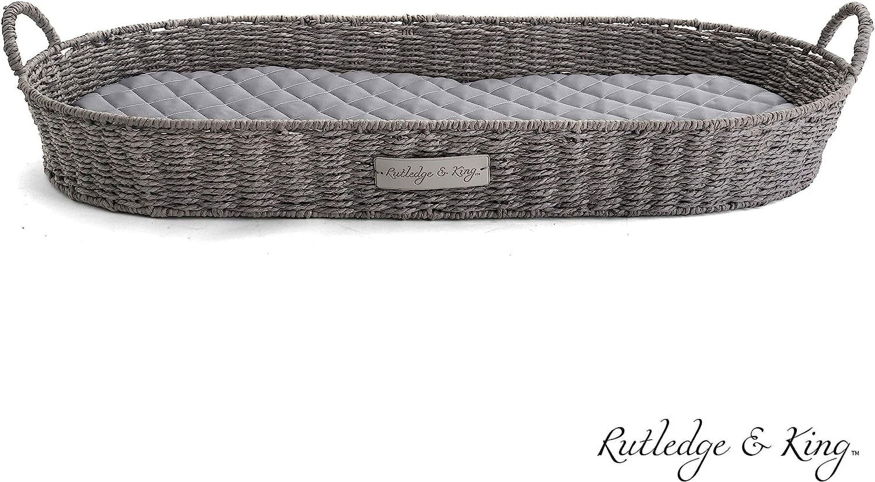 Rutledge & King Rattan Dog Bed with Cushion, Grey