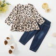 thumbnail image 6 of 18-24 Months Infant Baby Girl Newborn Clothes Baby Girls Outfits Long Sleeve Leopard Tops With Denim Pant Set Blue, 6 of 10