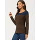 thumbnail image 3 of CamiseDe ManLarPaMujer bloque de colorrayas triple color simple Azul Marrón L, 3 of 6