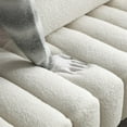 thumbnail image 6 of LoLado 53.2" Modern Sherpa Fabric Upholstered 2-Seater End of Bed Bench Sofa with Gold Legs - Versatile Fuzzy Ottoman for Bedroom, Living Room, or Entryway, Beige, 6 of 6