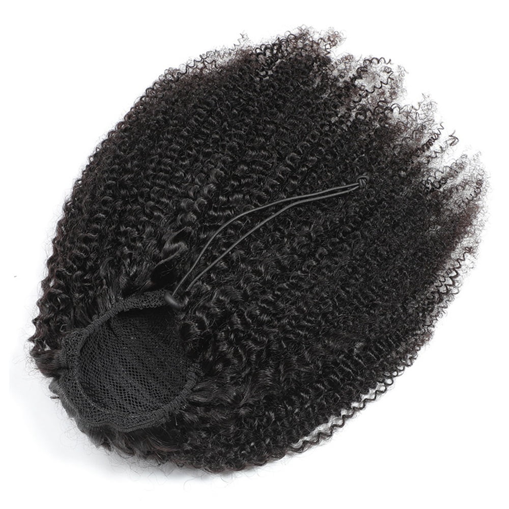 Drawstring Ponytail Extensions Afro Kinky Curly Human Hair Ponytail 10"-24" Natural Black Brazilian Remy Hair Afro Curly Ponytail Hair Pieces