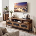 thumbnail image 4 of Costway TV Stand for TVs up to 75” Entertainment Center with 3 Storage Drawers Open Shelves Rustic Brown, 4 of 10