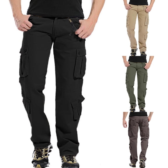 safuny Casual Pants for Men Solid Color Soft Loose Cozy Drawstring Elastic Waist Fashion Fall Winter Long Trousers High Waist Comfy Lounge Casual Black M