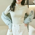 thumbnail image 4 of Vinsonshop Thermal Underwear for Women Turtleneck Tops for Women Womens Long Sleeve Tops Warm Long Sleeve Shirts for Women Thermal Tops for Women Fleece Lined Shirt Women Beige L, 4 of 5