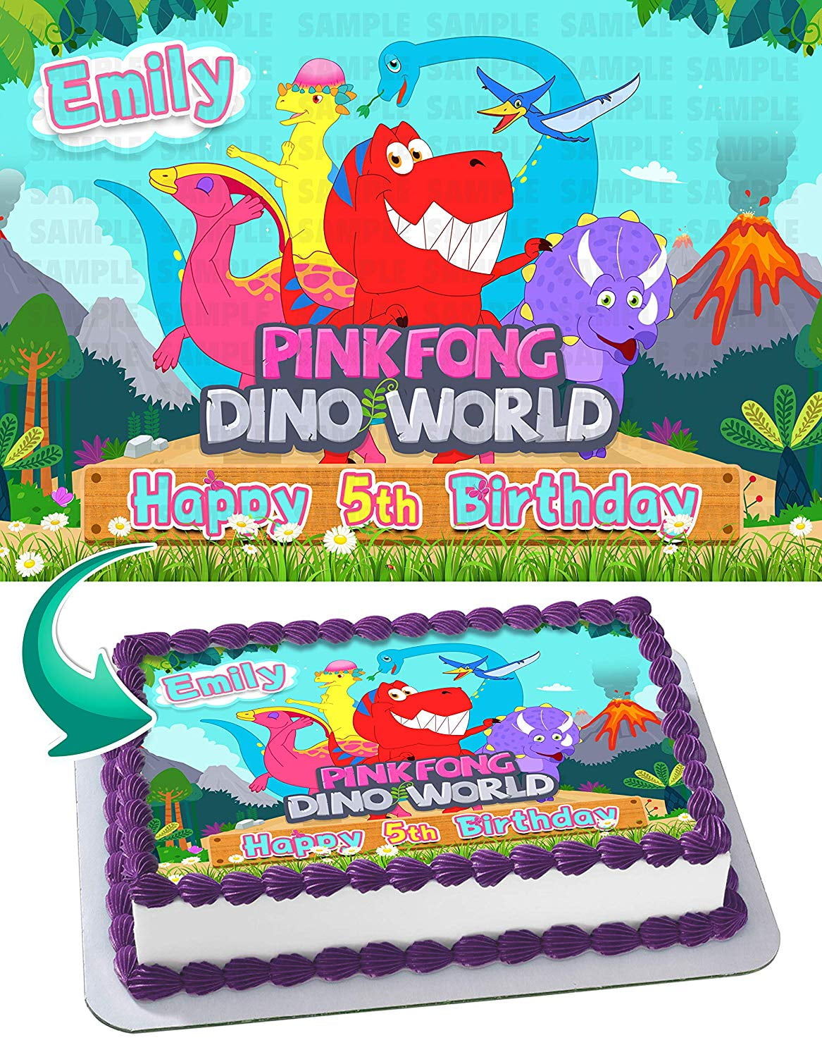 Piped Dinosaur Sheet Cake and Smash Cake — Trefzger's Bakery