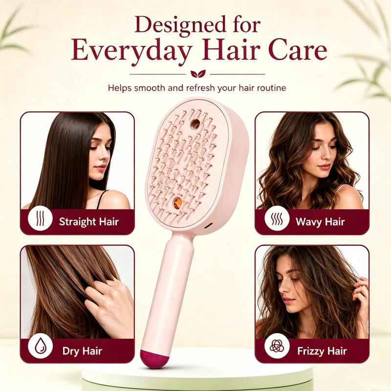 New Electric Spray Air Cushions Massage Comb, 2-In-1 Misting Hair Brush With Water Spray Reduce Frizz, Nourishes Hairs
