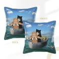 thumbnail image 3 of Bingfone Decorative Pillow Covers 16"X16" Two Brave Cats Are Floating On The Sea Iceberg Couch Pillow Cases Modern Farmhouse Covers For Couch Sofa Bed, 3 of 9