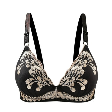 Lufly Summer Savings 2024! Plus Size Bras for Womens Woman Sexy Ladies Bra Without Steel Rings Sexy Vest Large Lingerie Bras Everyday Bra Black S