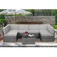 thumbnail image 7 of YODOLLA 7-Piece Patio Furniture w/ Protection Cover, Outdoor Sectional Sofa Couch w/ Coffee Table, Patio Conversation Set in Gray Wicker& Gray Cushions, 7 of 7