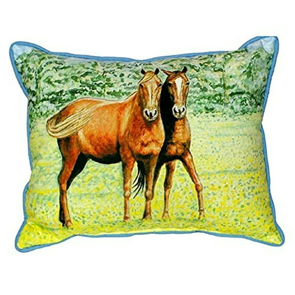 Betsy Drake HJ057 16 x 20 in. Two Horses Large Indoor & Outdoor Pillow