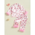 thumbnail image 4 of Cjfdfy Toddler Baby Girl Christmas Valentines Day Silk Stain Pajamas Set Kids Girl PJS Set Sleepwear Spring Fall Winter Clothes Bow Long Sleeve Button Down Shirt with Long Pants Set Loungewear 1-7Y, 4 of 9