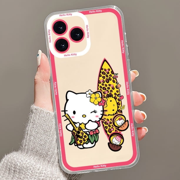 Funda de teléfono de dibujos animados Kawaii k-kitty h-hello, carcasa transparente para iPhone 13 14 Mini 11 12 Pro Max qiuyongming unisex