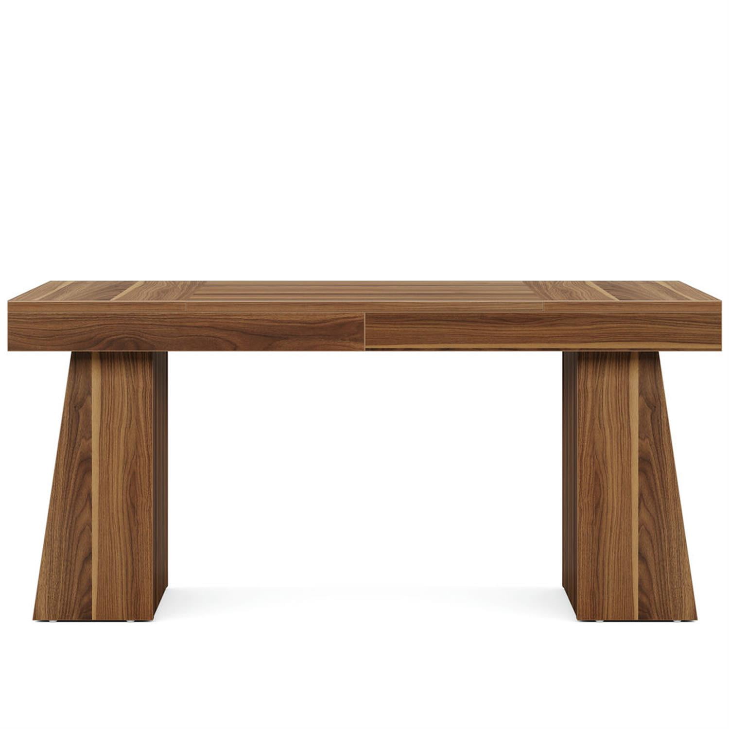 Demi Bonn 55" Wood Executive Computer Desk, Modern Duty Study Writing Gaming Table for Home Office, Rectangle Workstation, Brown