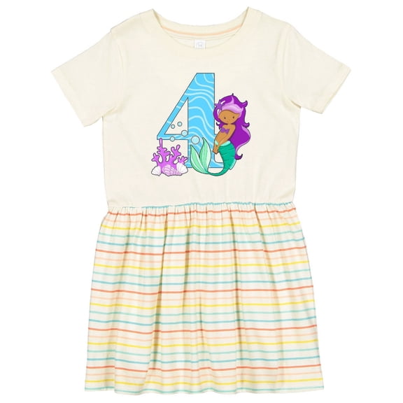 Inktastic Fourth Birthday Mermaid Girls Toddler Dress