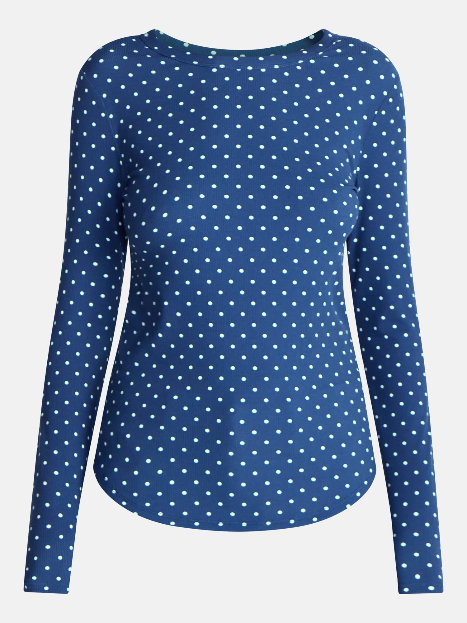 No Boundaries Ribbed Crewneck Tee with Long Sleeves, Women's and Women's Plus XXS-4X