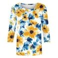thumbnail image 4 of ZQUUVOU Women's T-Shirts Casual Print Crew Neck 3/4 Sleeve Tops(E-Yellow,4XL), 4 of 4
