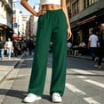 thumbnail image 5 of Axdhxbd Women's Baggy Sweatpants Elastic Waisted Drawstring Wide Leg Sweatpant Loose Casual Solid Color Sweat Pants with Pockets Green 2XL, 5 of 7