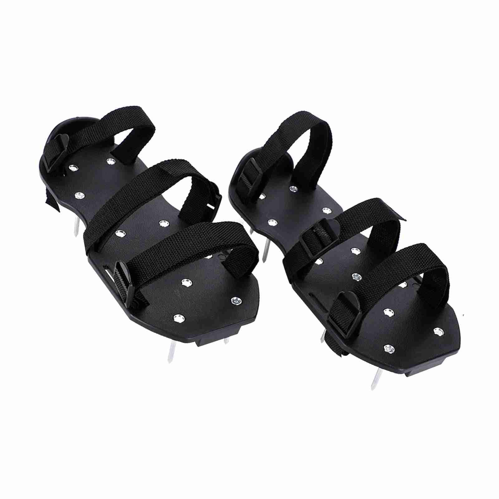 YAHHU Heavy Duty Lawn Aerator Shoes 3 Straps Spiked Sandals for Soil Aeration, 11.81 inches / 30 cm, Green/Black