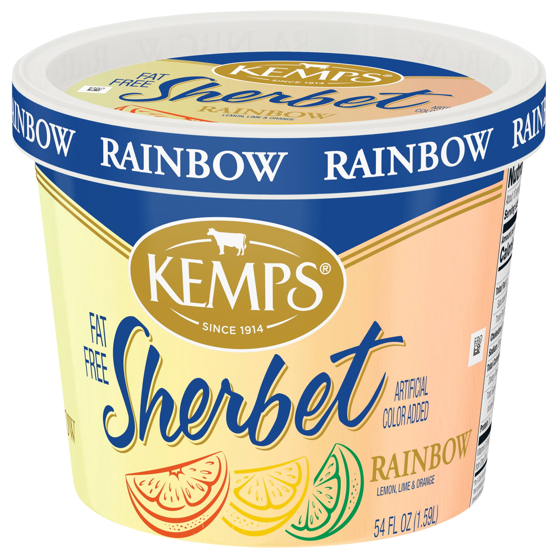 Kemps Fat Free Rainbow Sherbet, 54 fl oz