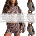 thumbnail image 3 of JFOPQVSM Two Piece Sets for Women Summer Sets 2026 Striped Shirts and Shorts Set Oversized Matching Outfit, 3 of 8