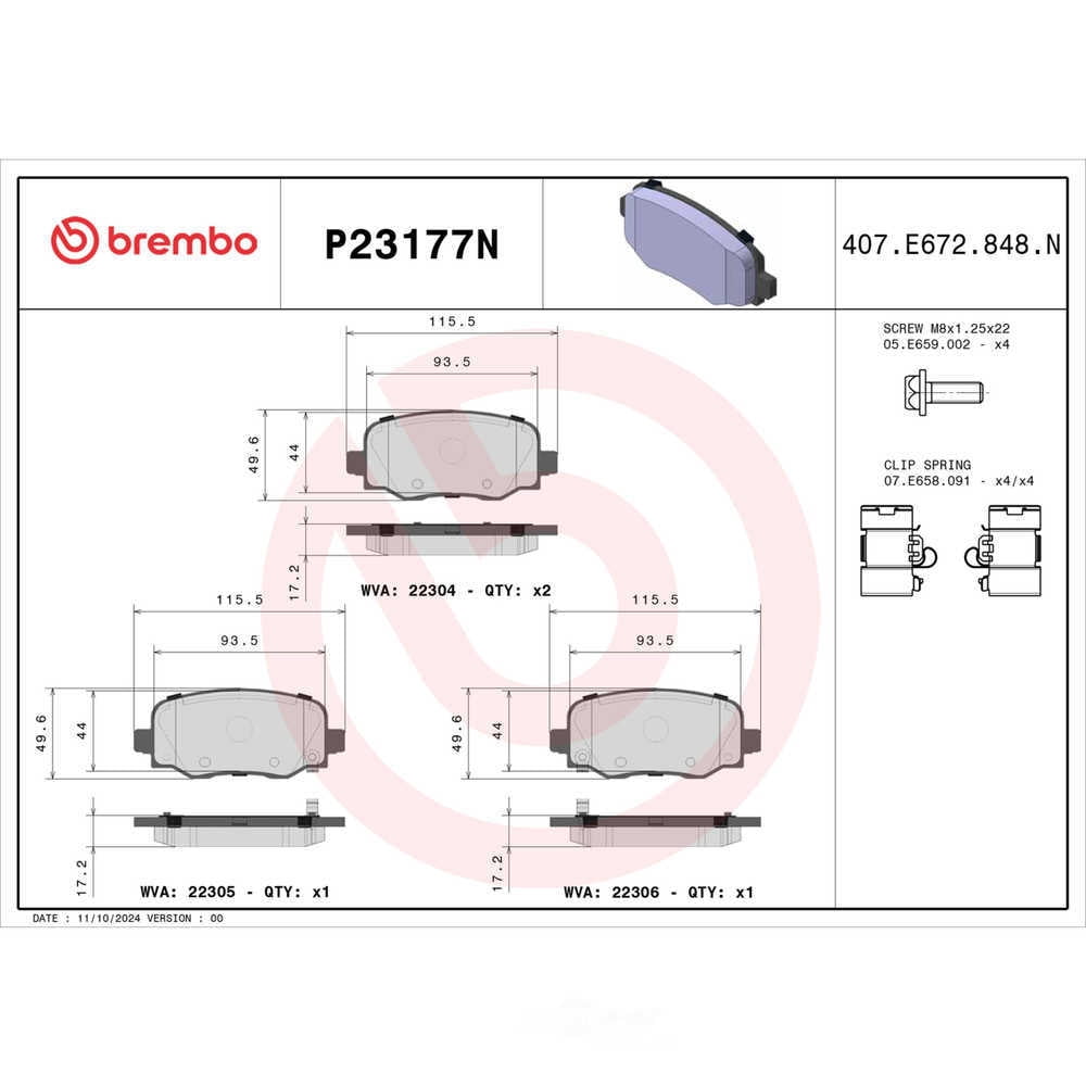 Brembo P23177N PRIME Ceramic Brake Pad Set