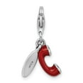 thumbnail image 3 of Sterling Silver Red Enamel Vintage Phone Dangle Charm for Women, Communication Symbol Pendant for Bracelet or Necklace, Retro Tech Jewelry Accessory, 3 of 6