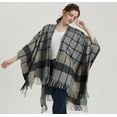 thumbnail image 3 of CoCopeaunt Women Plaid Shawl Wrap Poncho Double Side Split Large Shawl Scarf Winter Warm Fashion Shawl Blanket, 3 of 5