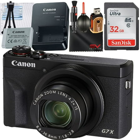 Canon PowerShot G7 X Mark III Digital Camera (Black) with SanDisk 32GB Memory Card   Cleaning Pen   SV Premium Accessory Bundle (International Version)