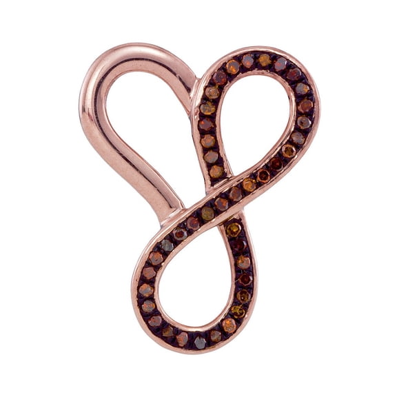 Chocolate Brown 10K Ravishing Rose Gold Lovely Sparkling Heart Necklace Pendant 1/6 Ctw