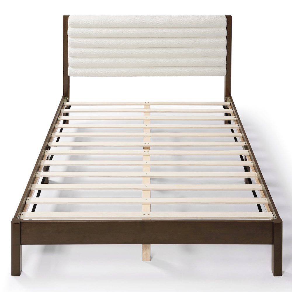 Starlight Canyon Home White Boucle Upholstered Queen Bed Frame with Headboard - Modern Design