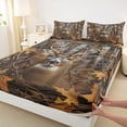thumbnail image 4 of Castle Fairy Rustic Animal Deer King Sheets 4pcs,Fall Leaves Bedding,Brown Gray Orange,1 Fitted Sheet, 1 Flat Sheet and 2 Pillowcases, 4 of 6