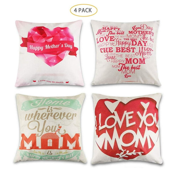 Sufam Set Of 4 Pillow Cases Mother S Day Invisible Mom Group Love Family English Word Wish Blessing Red Throw Pillowcase Cover Cushion Case Home Decor 20x20 Inch Com - Best Home Decor On Wish