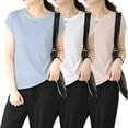 thumbnail image 2 of Yubnlvae 3-Pack Modal Basic Tees - Women's Soft Crew Neck Short Sleeve Shirts (Breathable Everyday Wear | Lightweight Comfort) (L | XXL), 2 of 9