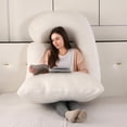thumbnail image 6 of TOPCHANCES Pregnancy Pillow, J-Shape Full Body Maternity Pillow for Side Sleeping with Removable Cover, 27 * 57inch, Light Gold, 6 of 15