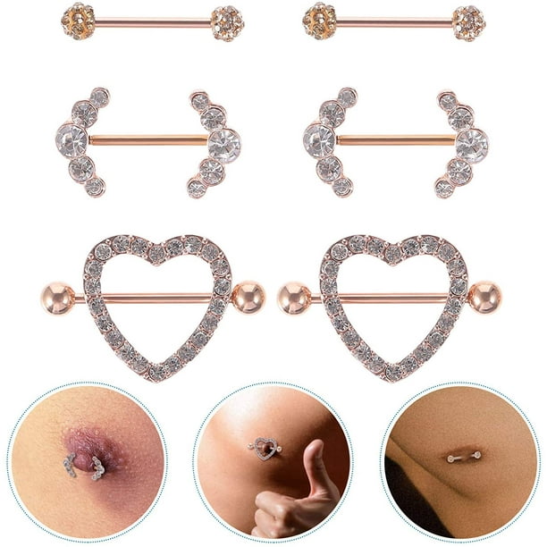  Tatuo 4 Pairs Stainless Steel Nipple Rings Tongue Ring Piercing  Body Jewelry Barbell CZ Heart Shape Rings for Women Girls (Gold Bar and  White Zirconia) : Clothing, Shoes & Jewelry