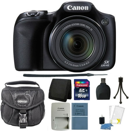 Canon PowerShot SX530 HS 16MP Wi-Fi Digital Camera Black + Top Accessory Kit and Additional