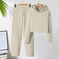 thumbnail image 2 of xaweyi Little Girls 2 Piece Outfit Ribbed Knit Cropped Hoodie Long Sleeve Top Wide Leg Pants Set Kids Fall Casual Clothes Size 12-13 Years, 2 of 6