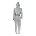 thumbnail image 6 of LovelyWholesale Long Sleeve Hooded Collar Letter Print Kangaroo Pocket Women's Tracksuit Set, 6 of 6