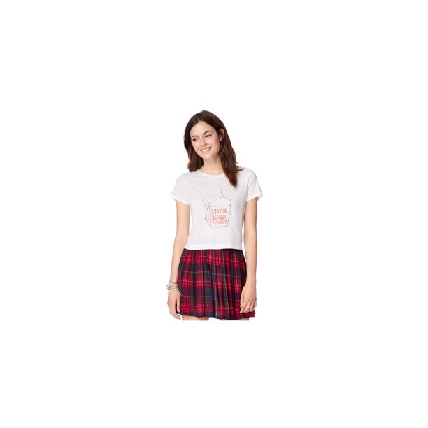 Aeropostale - Camiseta gráfica para llevar con pedido para mujer, color blanco, pequeña