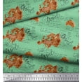 thumbnail image 3 of Soimoi Green Cotton Voile Fabric Text & Europe Map Travel Print Fabric by the Yard 56 Inch Wide, 3 of 3