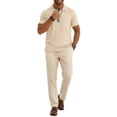 thumbnail image 6 of ZUKMRJPC Mens Short Sleeve Linen Shirts Solid Color Casual Summer T-Shirts Loose Fit Comfy Lightweight Vacation Beach Pullover Shirts, 6 of 7